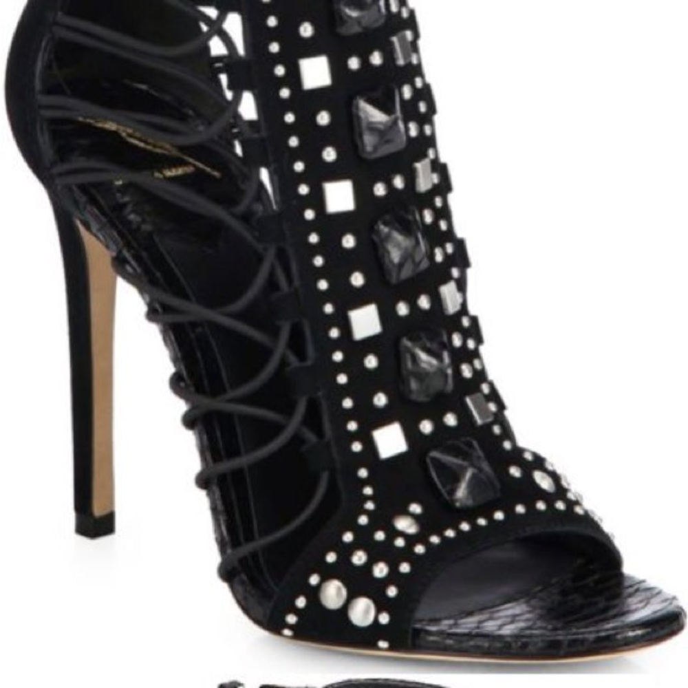 Authentic Brian Atwood suede lace up sandals 8